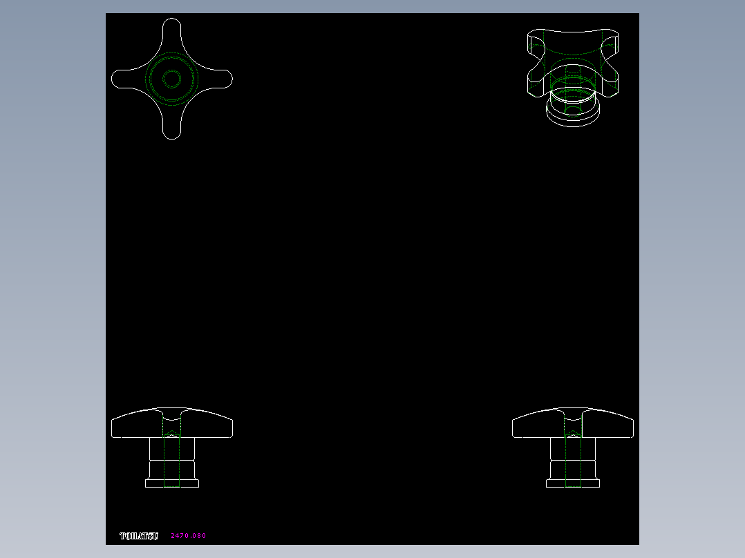 星型把手(B)2470-2D多系列多零件图纸模型