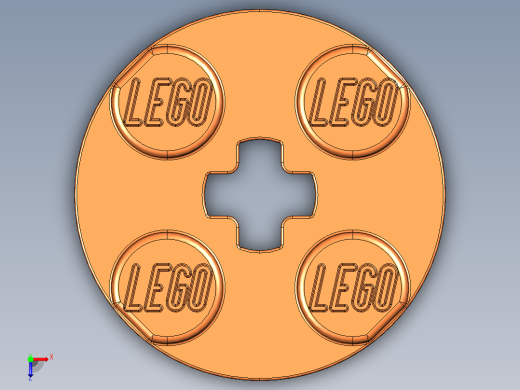 乐高零件 4032 板 2 x 2 圆形-4032 Neon Orange Plate 2 x 2 Round.STEP俯视缩略图