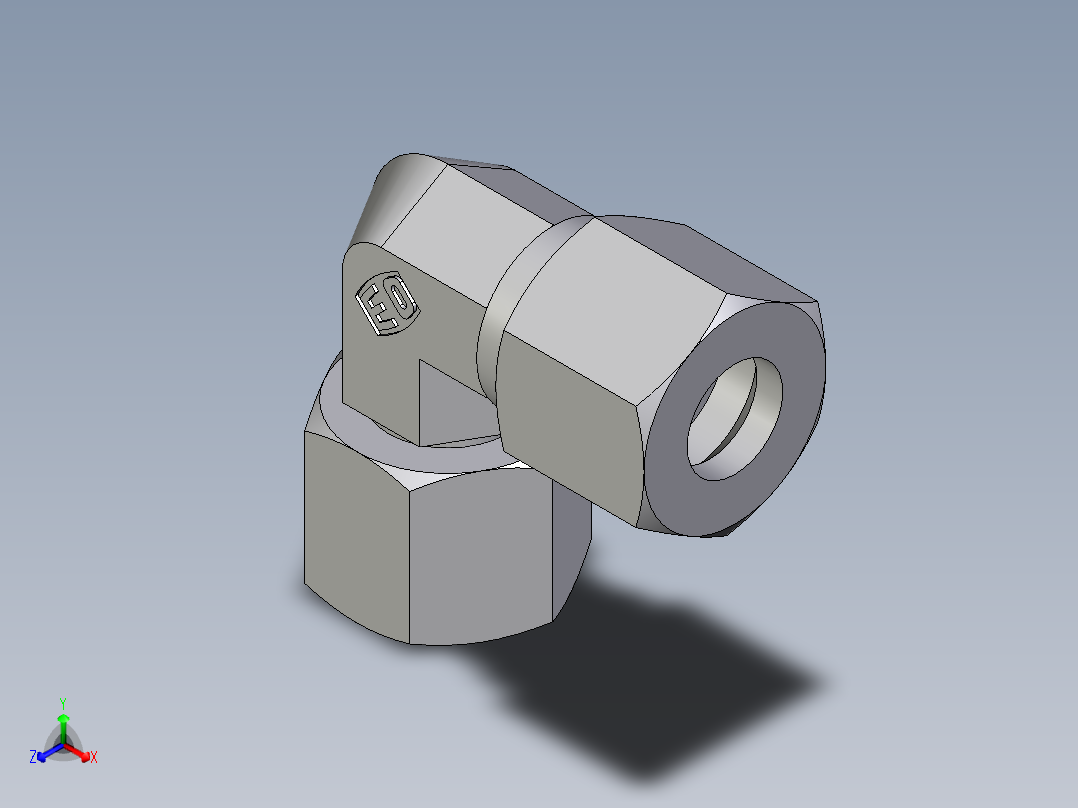 卡套式工业通用硬管接头EO_Swivel_nut_elbow_EW10ZL71主视图