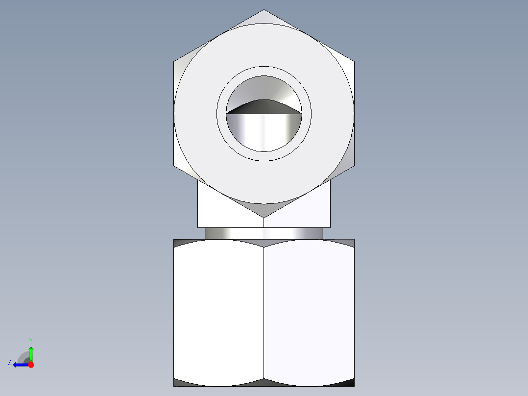 卡套式工业通用硬管接头EO_Swivel_nut_elbow_EW10ZL71右视图