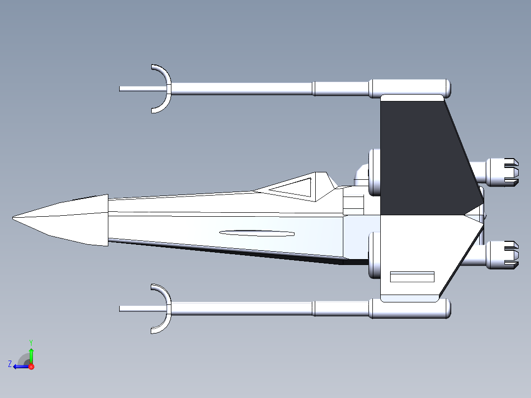 A2004131-X翼星球大战战斗机右视图