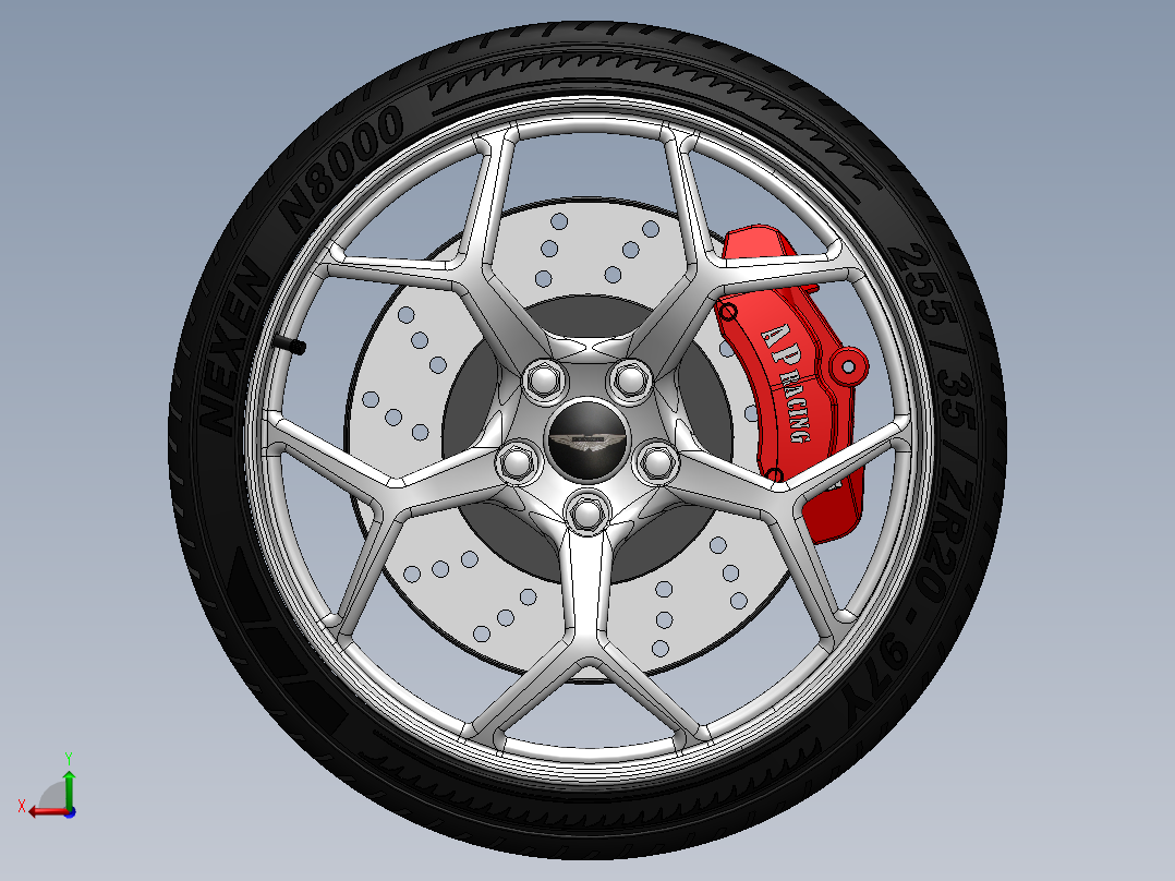 深碟形手指辐条镀铬车轮后视图