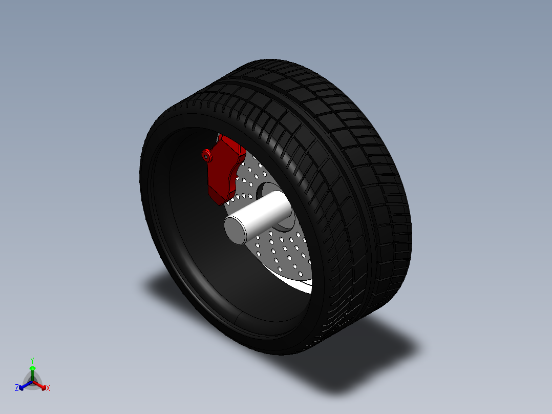 深碟形手指辐条镀铬车轮正等轴测图