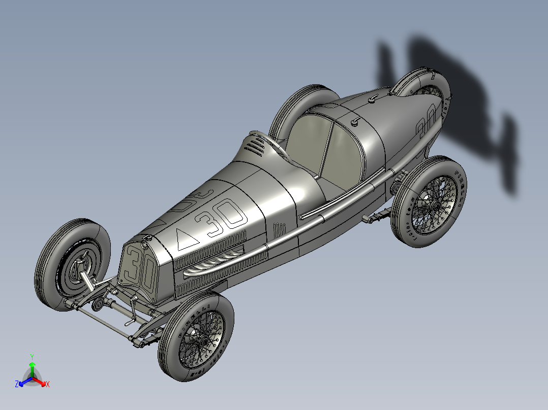 赛车界的传奇1924年阿尔法罗密欧P2正等轴测图