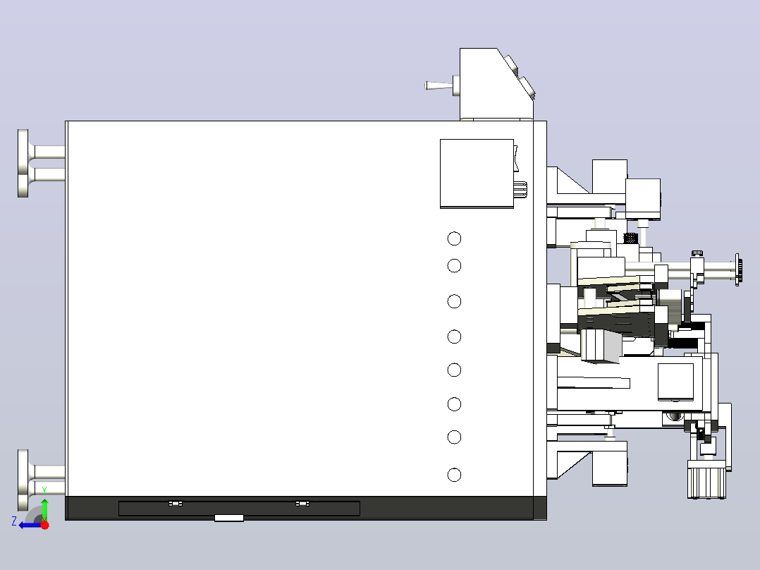 电容剪脚弯脚成型一体机设备3D模型图纸右视图