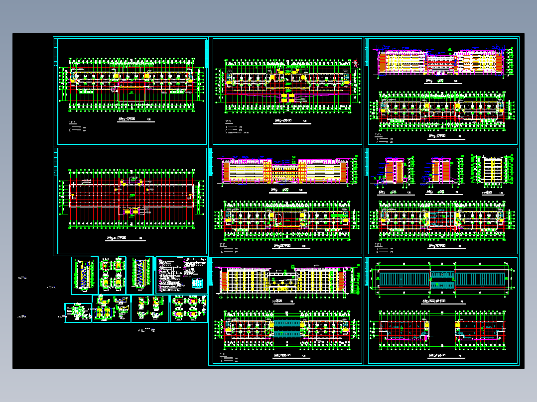 J001多层六层教学楼框架结构全套建筑施工图平立剖CAD图11625平