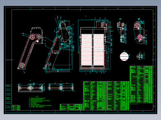 功率 3kw 宽度 210mm 栅隙 5mm 污水处理细格栅机设备CAD图纸