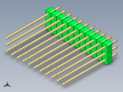 彩色公头100mil（2.54mm）系列-DS1021_green_3x11p_100mil_Type19_rev1.0