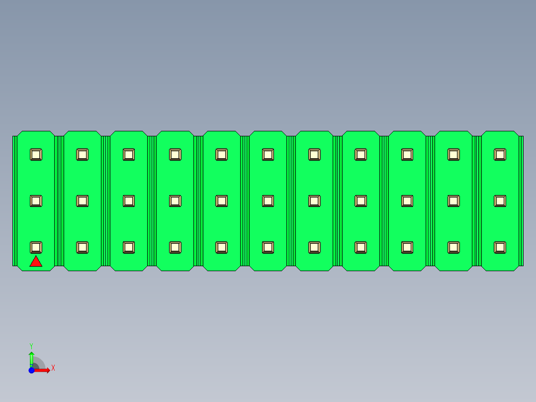 彩色公头100mil（2.54mm）系列-DS1021_green_3x11p_100mil_Type19_rev1.0前视图