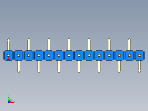 彩色公排针 100mil 2.54mm 系列-DS1022_blue_14p_100mil_Type_SMT_R1_rev1.0前视缩略图