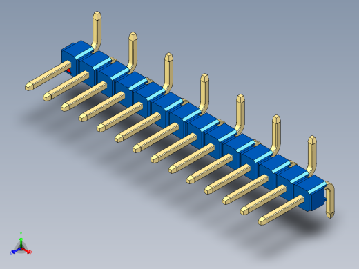 彩色公排针 100mil 2.54mm 系列-DS1022_blue_14p_100mil_Type_SMT_R1_rev1.0正等轴测缩略图