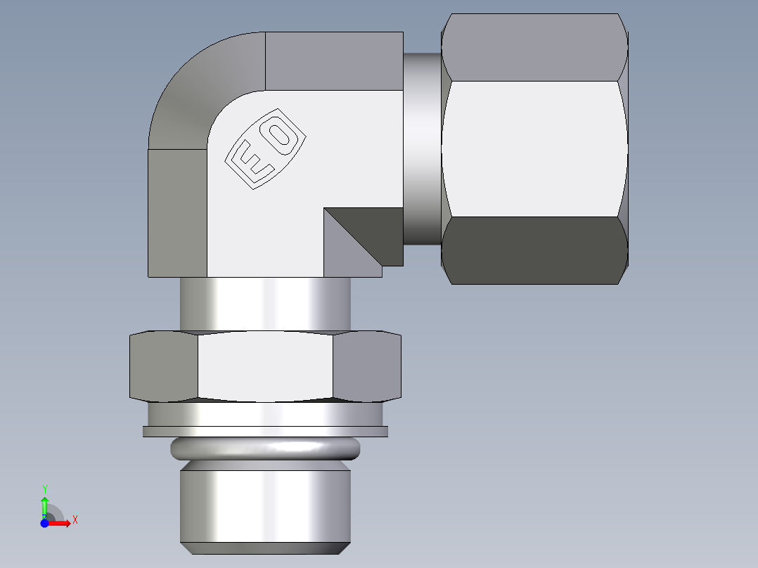 卡套式工业通用硬管接头EO_Adjustable_Locknut_elbow_WEE10ZSMORCF前视图