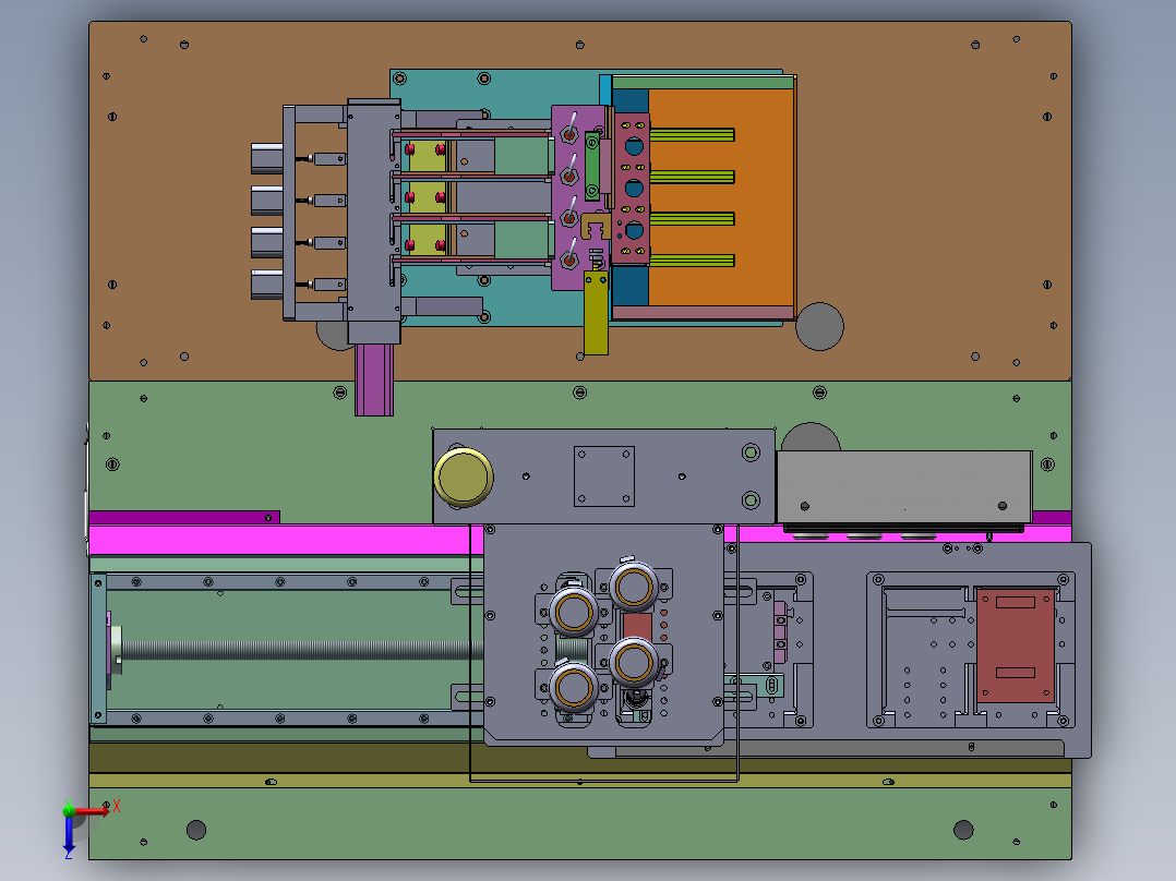 四轴锁螺丝机（sw22可编辑+工程图）俯视图
