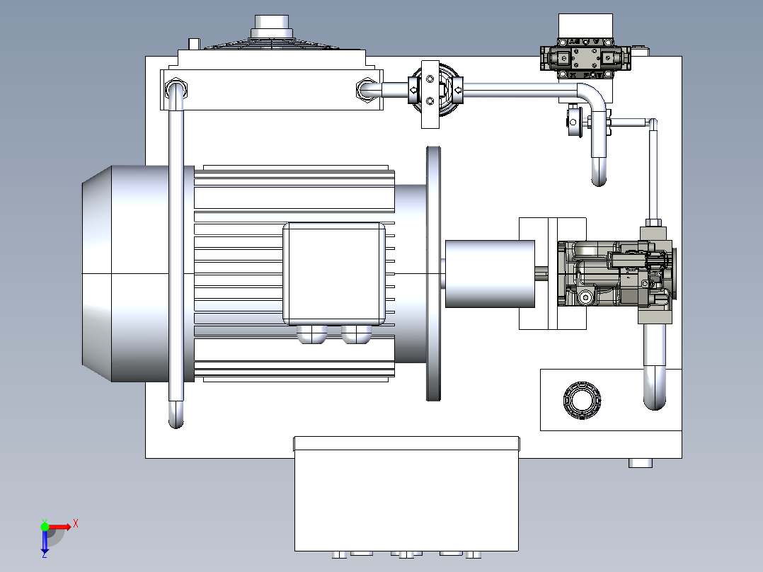 500 升液压动力组俯视图