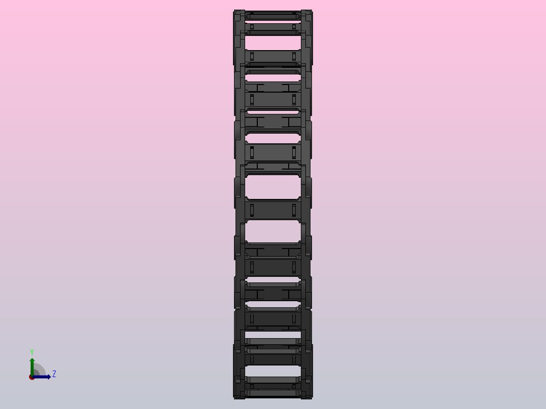 弯曲半径300内高60两侧打开型桥式拖链_DMD60BD-30-100-300R-35左视图