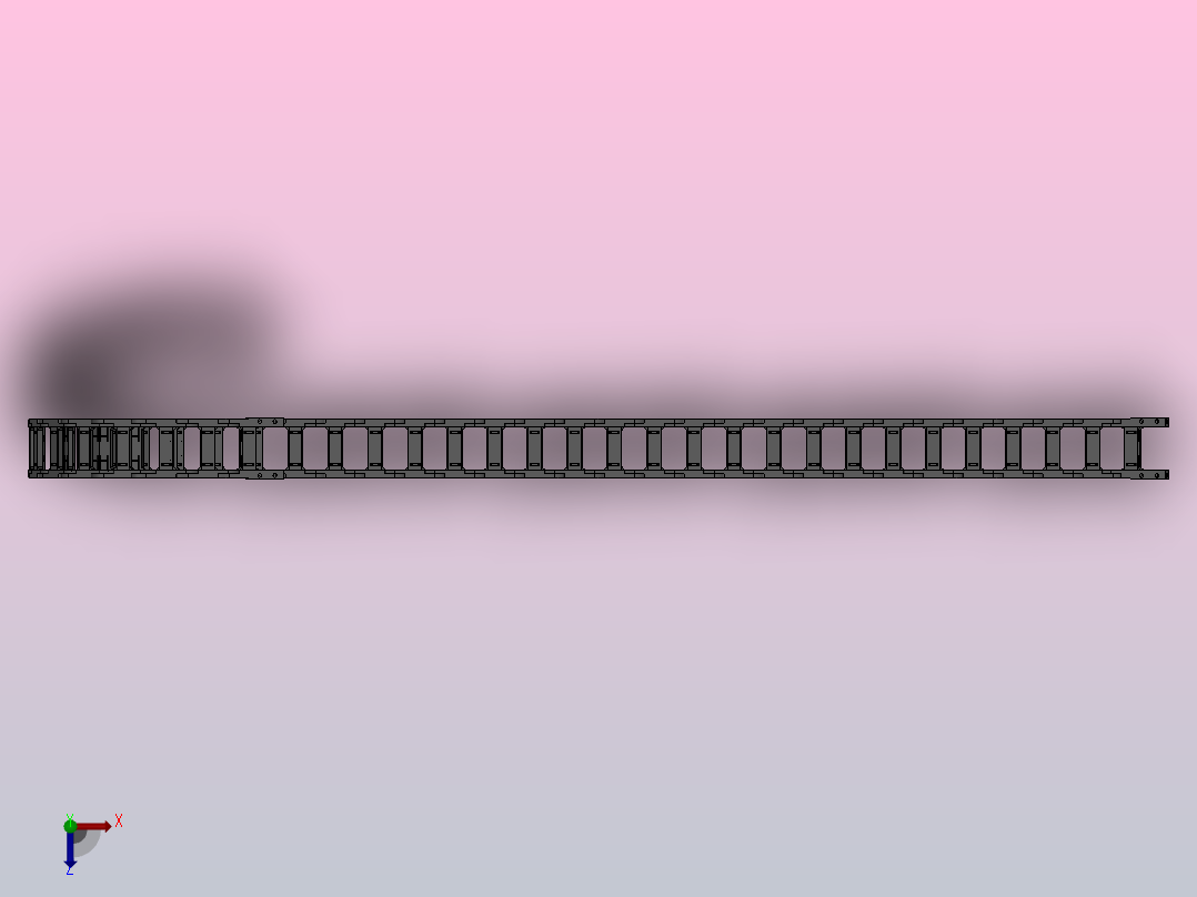 弯曲半径300内高60两侧打开型桥式拖链_DMD60BD-30-100-300R-35俯视图