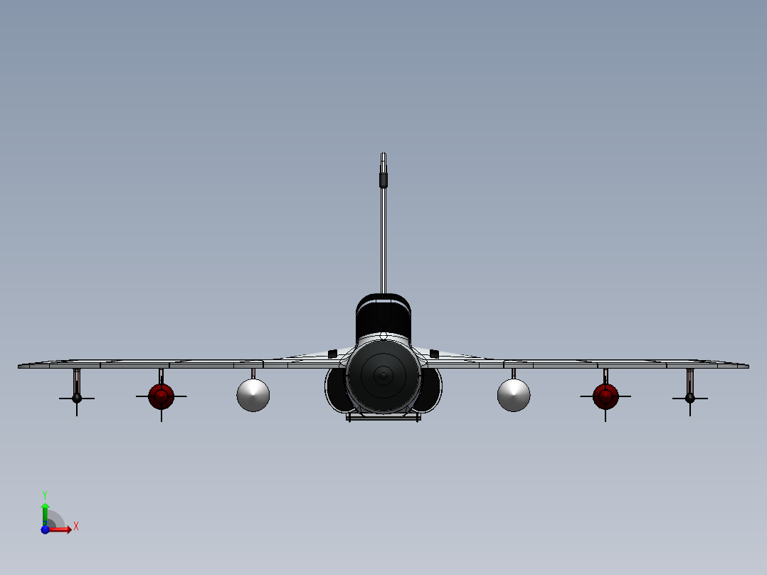 简易LCA tejas轻型战斗机模型3D图纸 Solidworks设计前视图