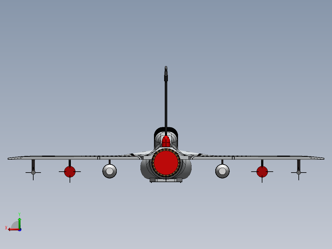 简易LCA tejas轻型战斗机模型3D图纸 Solidworks设计后视图