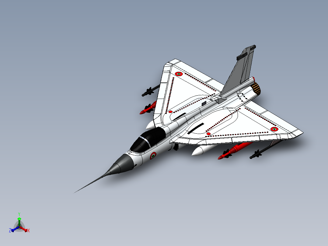简易LCA tejas轻型战斗机模型3D图纸 Solidworks设计正等轴测图