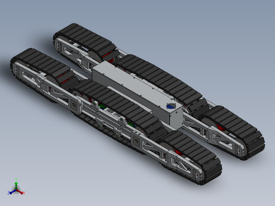移动履带式救援机器人底盘3D模型图纸 Solidworks设计正等轴测图