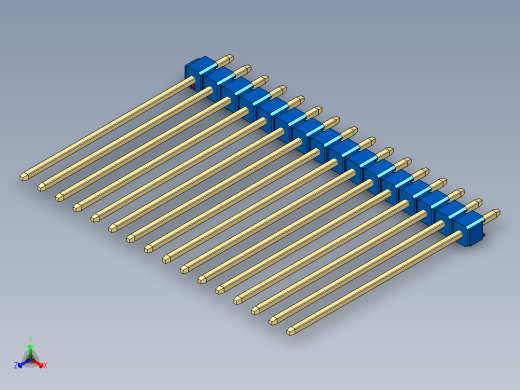 彩色公头100mil（2.54mm）系列-DS1021_blue_1x16p_100mil_Type43_rev1.0正等轴测缩略图