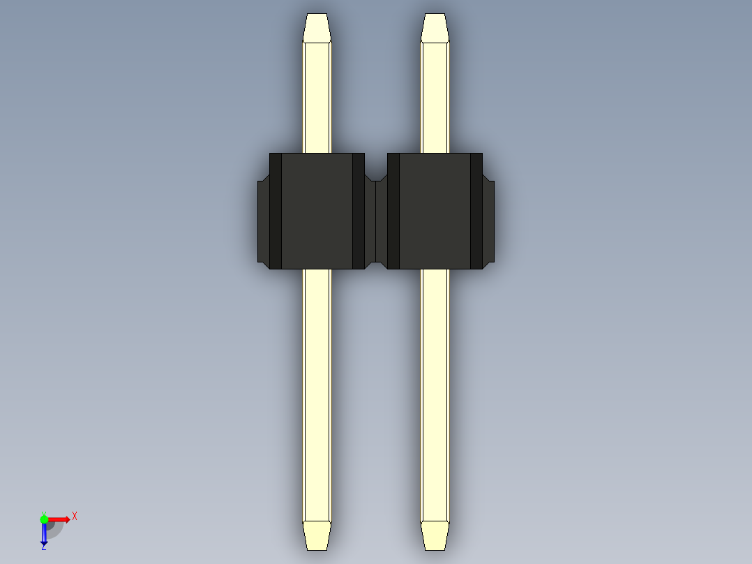 彩色公头100mil（2.54mm）系列-DS1021_black_2x02p_100mil_Type1_rev1.0俯视图