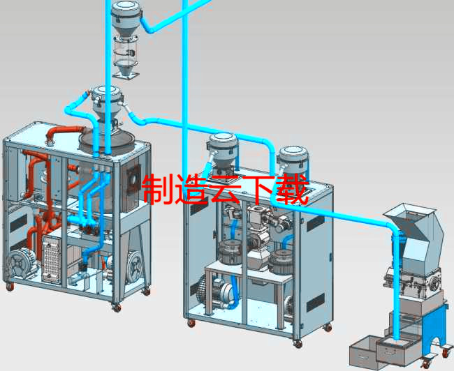 注塑机集中供料系统设备3D模型