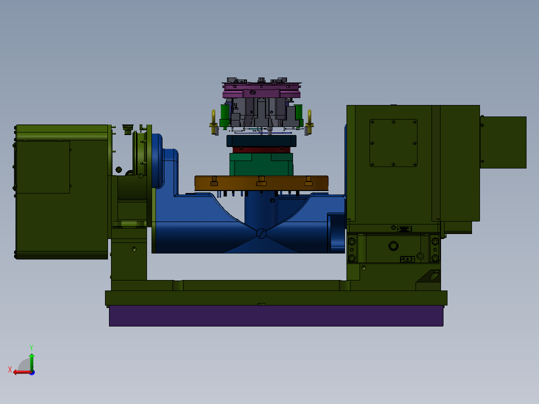 摇蓝台五轴零点定位液压夹具后视图