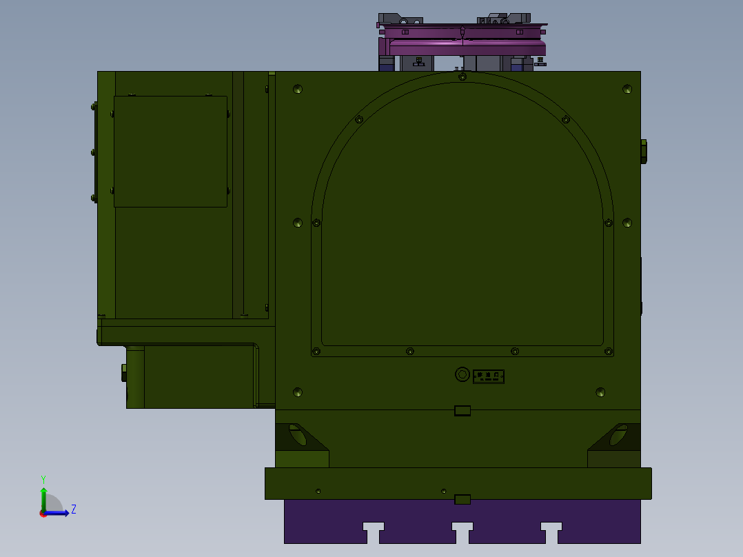 摇蓝台五轴零点定位液压夹具左视图