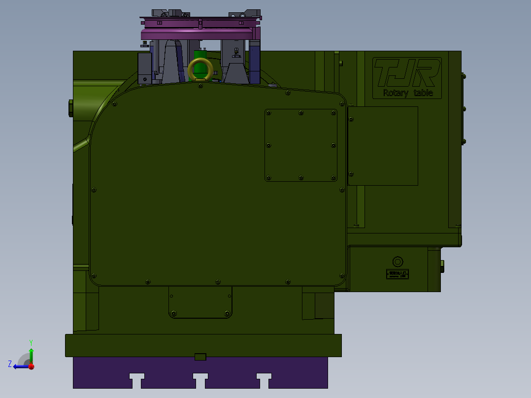 摇蓝台五轴零点定位液压夹具右视图