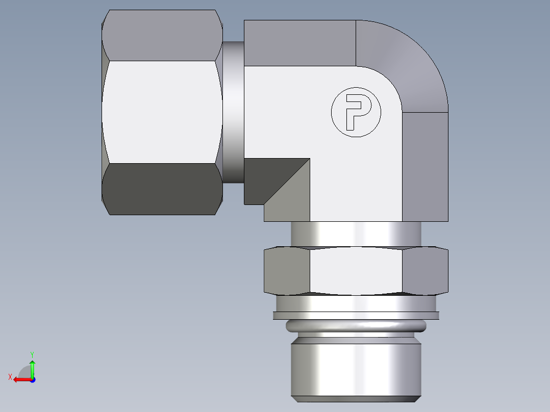 卡套式工业通用硬管接头EO_Adjustable_Locknut_elbow_WEE16SMORCF后视图