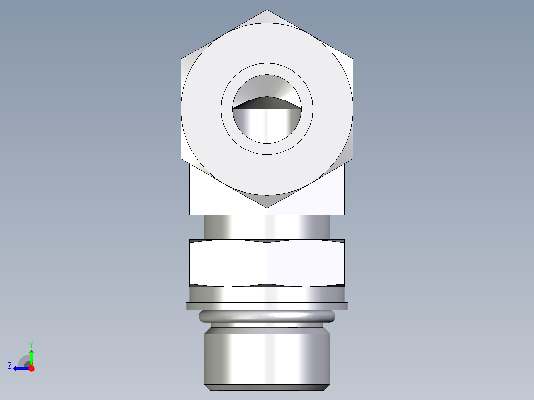 卡套式工业通用硬管接头EO_Adjustable_Locknut_elbow_WEE16SMORCF右视图