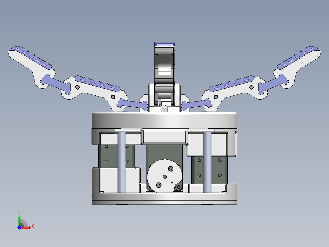 05-Model Q四指机械爪机械手结构3D图纸 Solidworks设计前视图