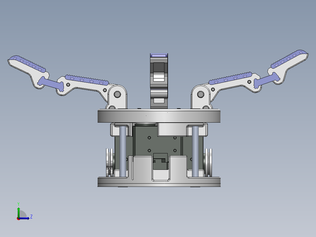 05-Model Q四指机械爪机械手结构3D图纸 Solidworks设计左视图