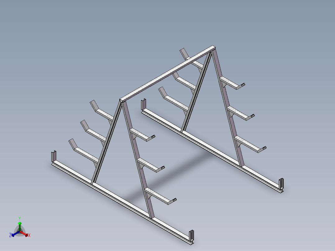 货架、钢材型材储物架正等轴测图