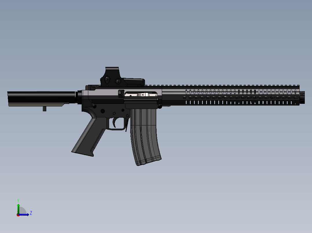 手枪左轮冲锋枪老式狙击步枪设计3D图纸mak47-1 2 IGS SW UG X_T左视图