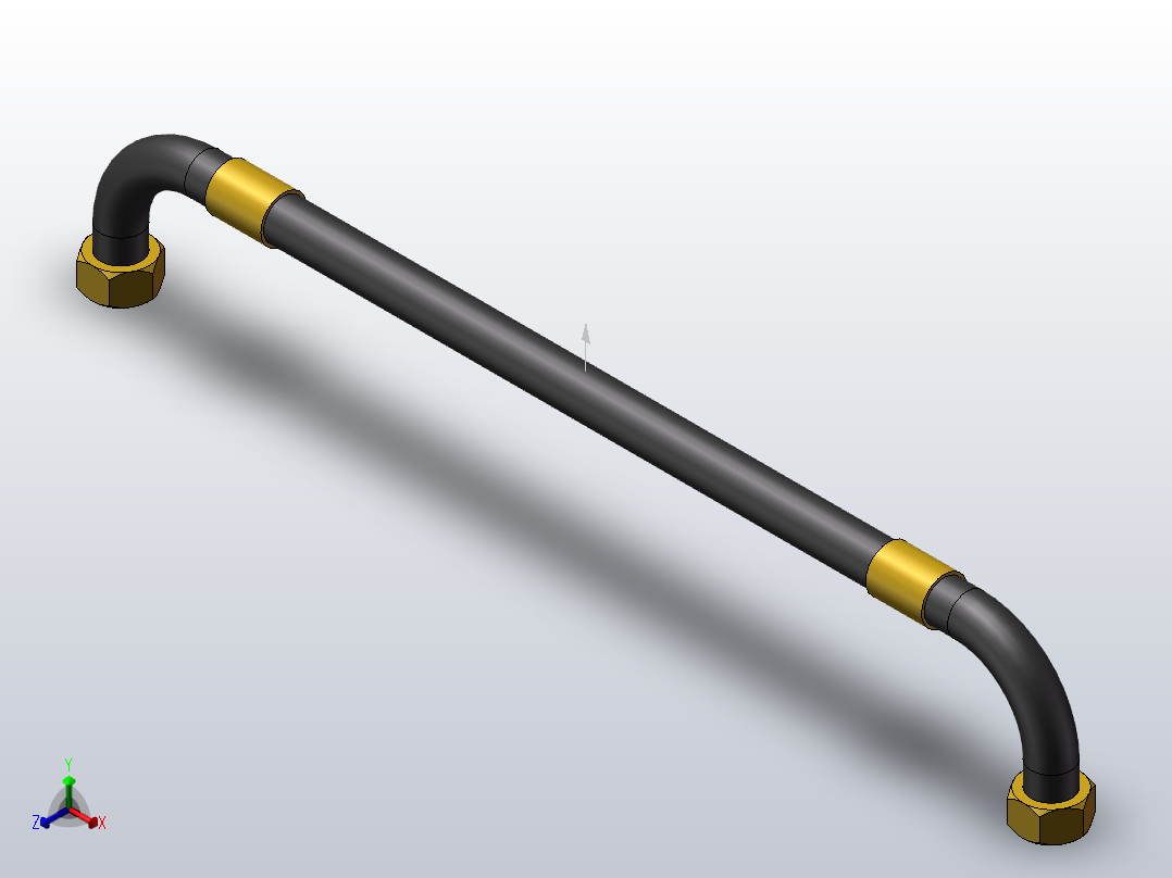 锥密封双90°棉线编织胶管总成A型_32A-1000正等轴测图
