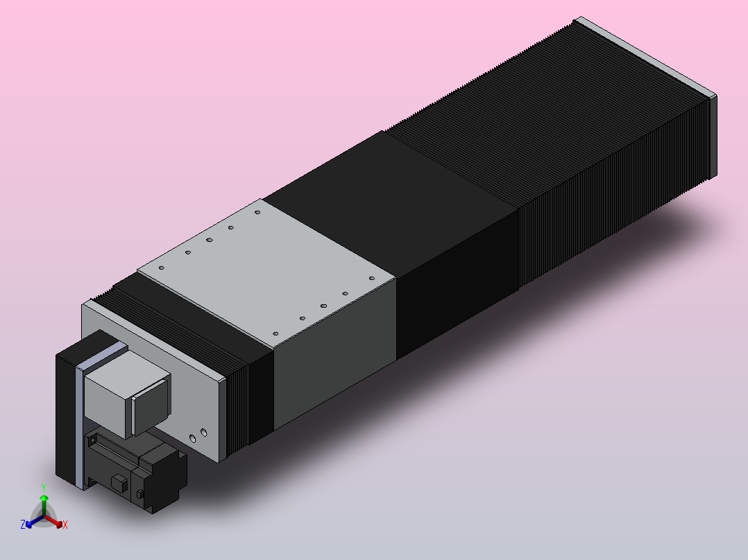 直线模组DMBF220-RDCR（电机右下折）[DMBF220-L45S500-DT750-A2U-RDCR]正等轴测图