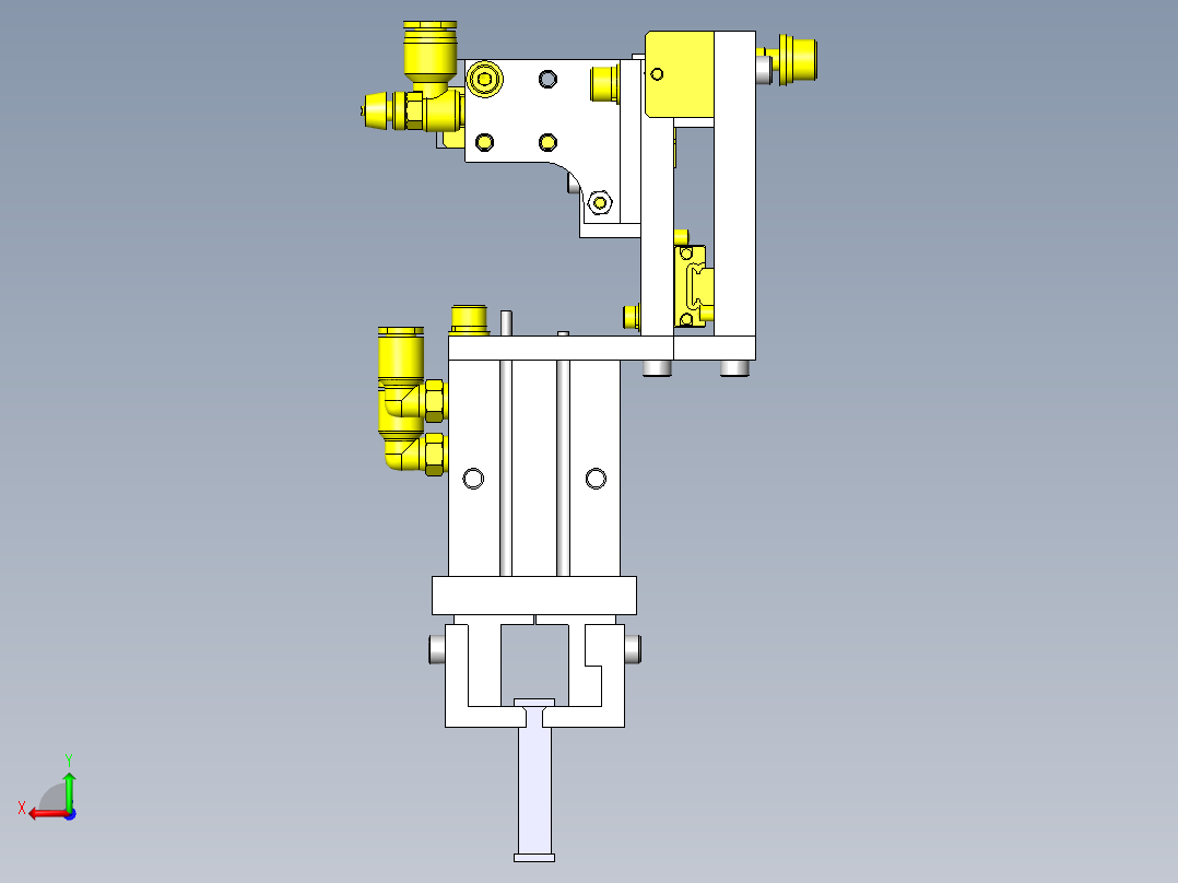 变更工件间距的5连夹头机构后视图