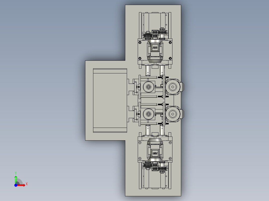 六轴动力头钻床3D图纸 K767 非标自动化设备3D图纸3D模型前视图