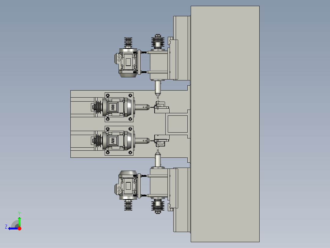 六轴动力头钻床3D图纸 K767 非标自动化设备3D图纸3D模型右视图