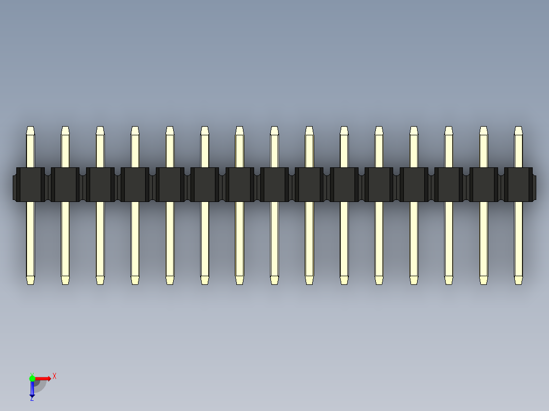 彩色公头100mil（2.54mm）系列-DS1021_black_3x15p_100mil_Type1_rev1.0俯视图