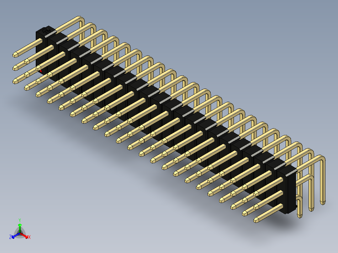 彩色公排针 100mil 2.54mm 系列-DS1022_black_3x22p_100mil_TypeD_rev1.0主视图