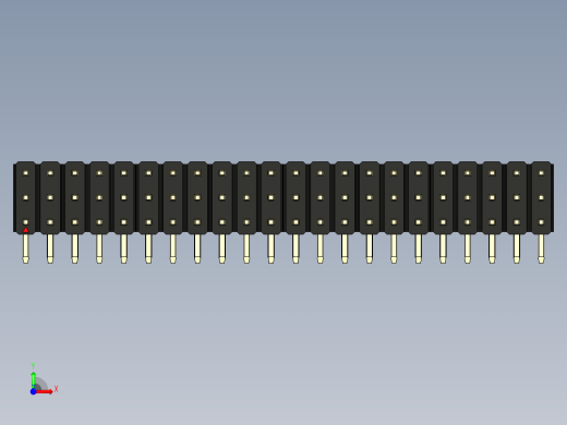 彩色公排针 100mil 2.54mm 系列-DS1022_black_3x22p_100mil_TypeD_rev1.0前视缩略图