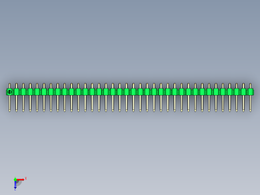 彩色公排针 100mil 2.54mm 系列-DS1022_green_1x36p_100mil_TypeD_rev1.0俯视缩略图