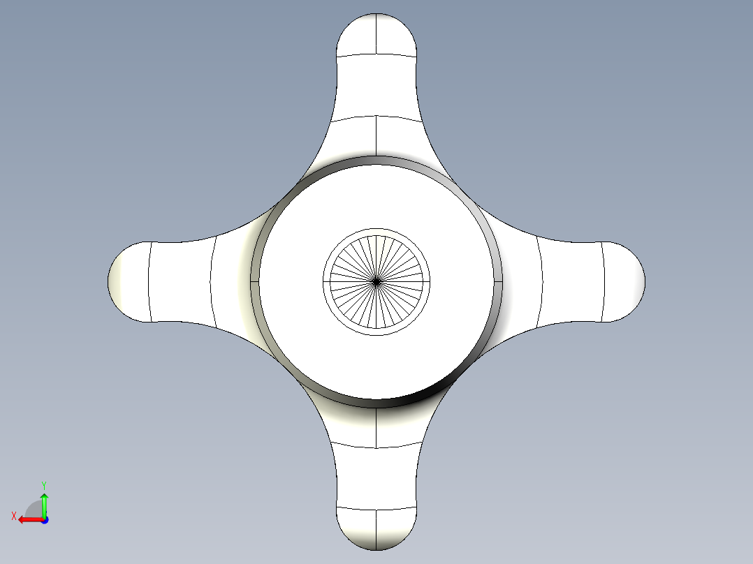 星型把手(B)2464-3D多系列多零件图纸模型后视图