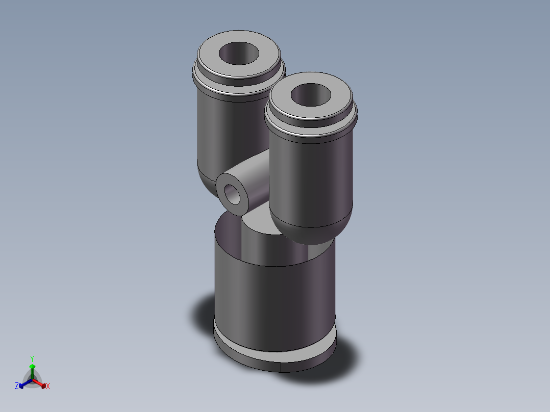 气动接头-Y型三通APYW10-6（10变6）正等轴测图