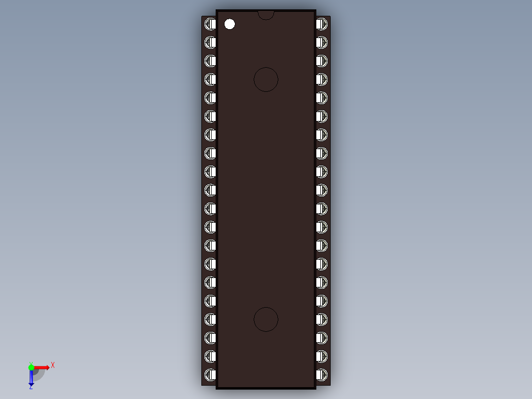 带插座的40引脚DIP通孔集成电路封装俯视图