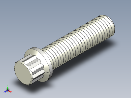 1_4in-28法兰头螺钉-1-4in-28 1long 12-point screws.IGS正等轴测缩略图