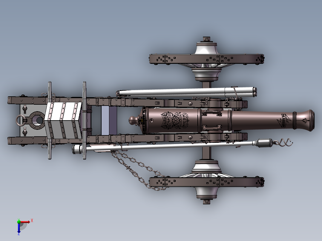 法兰西格里博瓦尔12磅炮俯视图